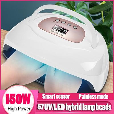 Hochleistungs-SUN-Eislampe für Nägel, zwei Hände, UV-LED-Lampe, 57 LEDs, Nageltrockner, schnell trocknendes LCD-Display mit automatischer Erkennung