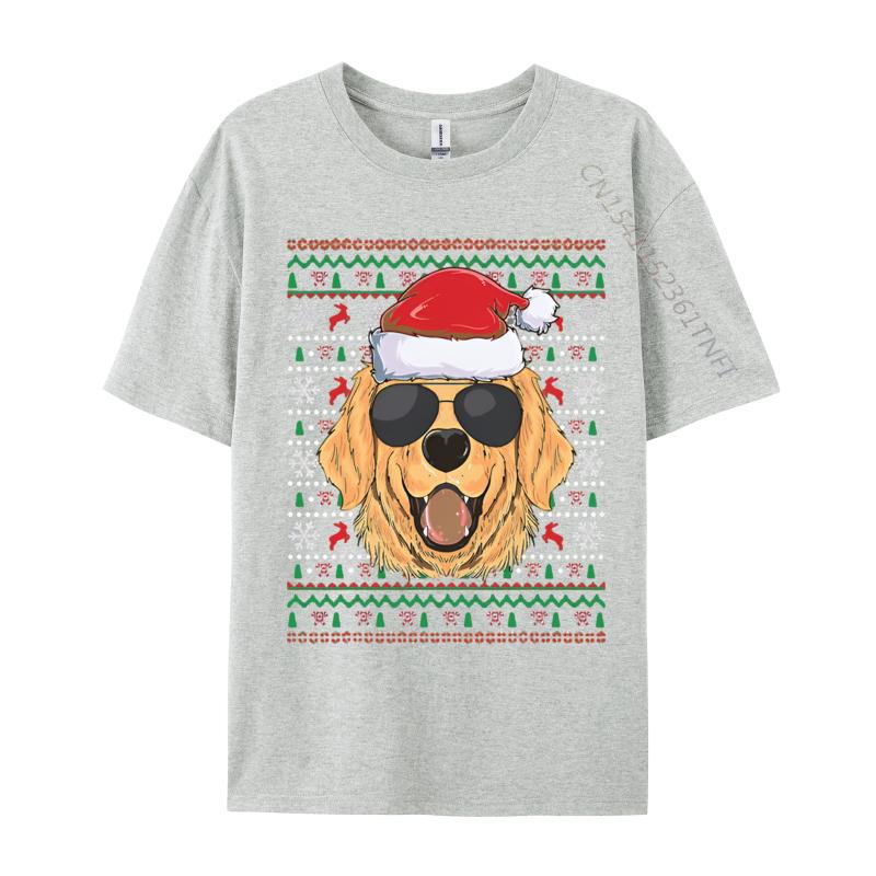 Ugly Xmas Santa Golden Retriever Dog T-shirt Printed T-shirt Cute Animal Pattern Tees Tops s Clothing