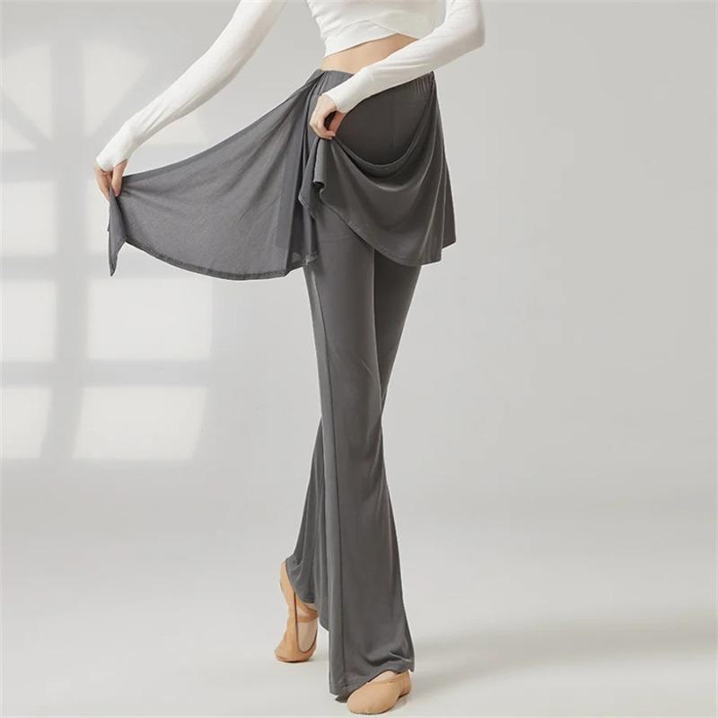 

Women Modern Dance Flared Pants Cover Up Breathable Loose Wide Leg Ballet Chinese Classical Dance Performance Yoga Trousers S серый