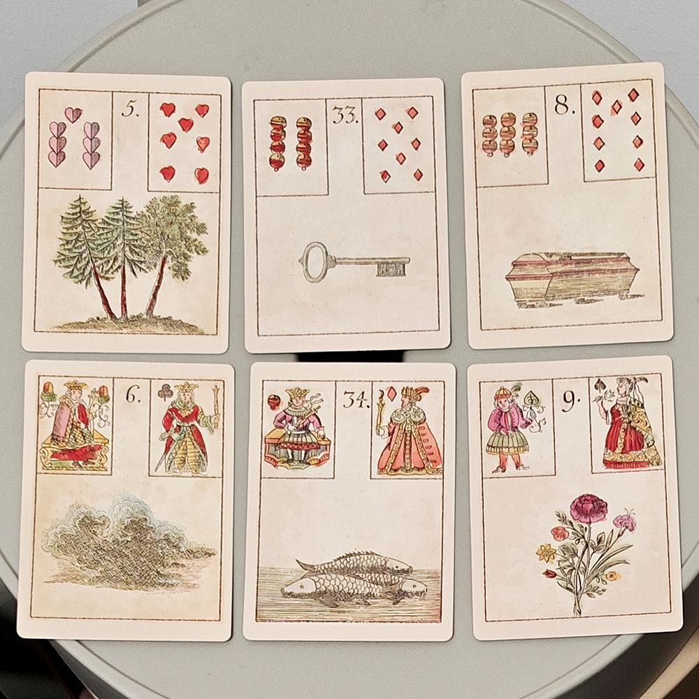 Carte Oracolo Ur-Lenormand - (Il Gioco della Speranza) - 9*6cm Mazzo Divinatorio Vintage del XVIII Secolo - Set di 36 Carte per Leggere la Fortuna