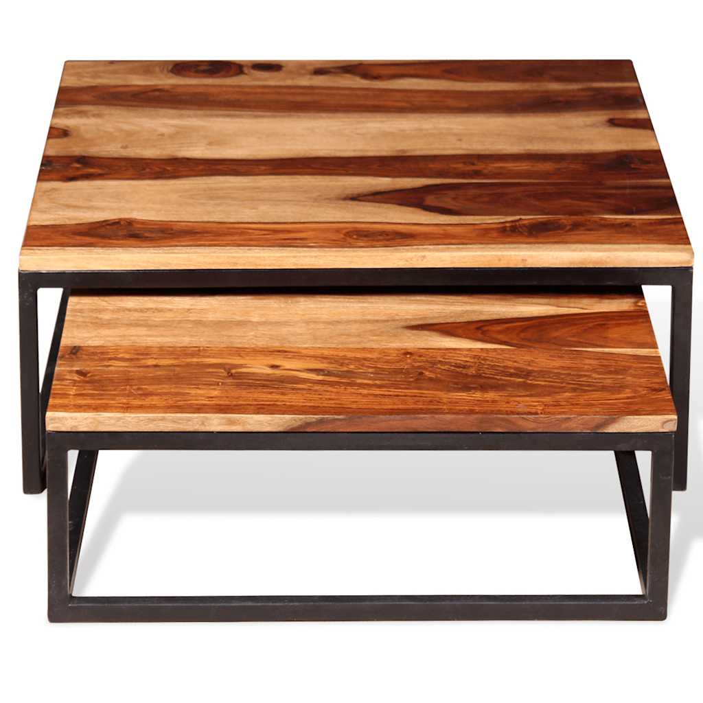 2 Piece Nesting Table Set Solid Acacia Wood
