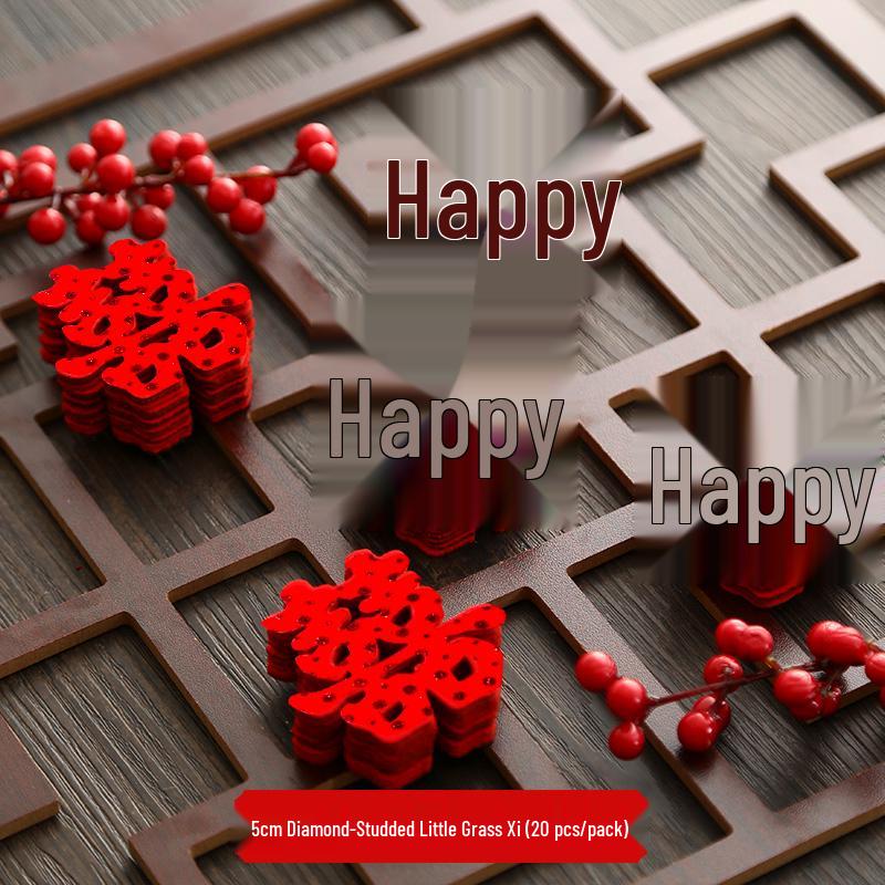 Small Double Happiness Hand-Tossed Fruit Plate for Wedding Decoration - Mini Chinese Style Round Bedding Arrangement