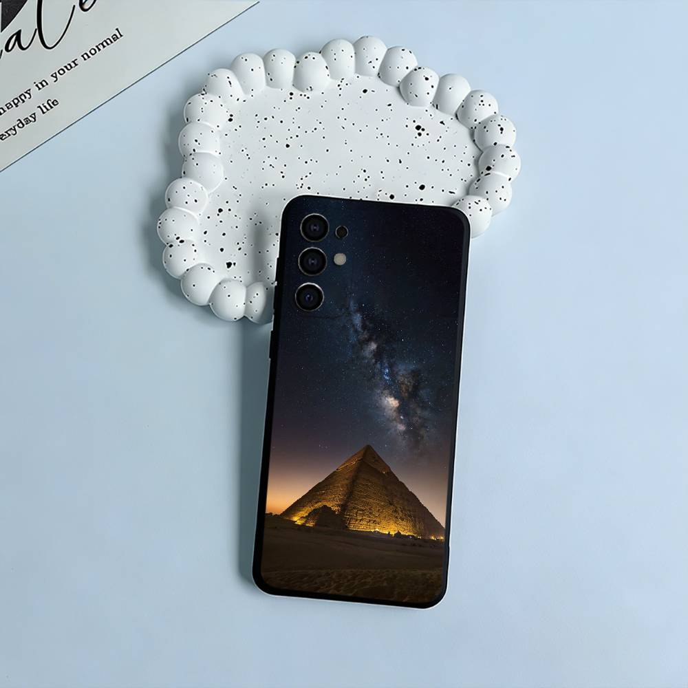 The E-Egyptian -P-Pyramids Black Soft Silicone Phone Case for Samsung S25, S24, S21, S22, S23, S30, Ultra, S20, Plus, FE, Lite