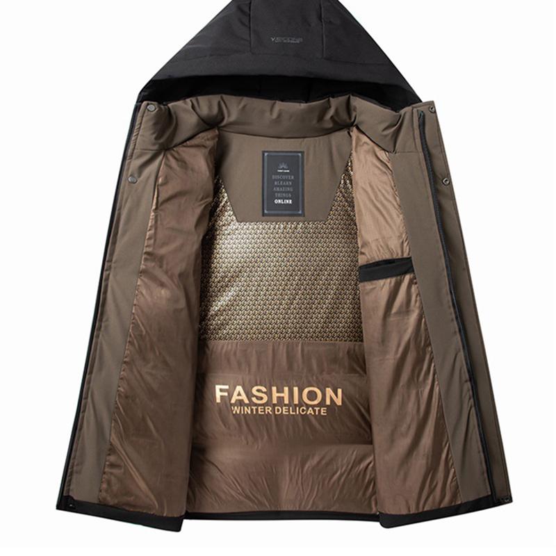 Warm Windproof Jacket Men Winter Fashion Comfortable Thickened Outdoor Hooded Overcoat Casual