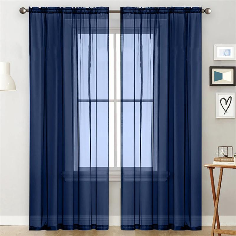 Light Sheer Voile Curtains with Rod Pocket Semi-Transparent Window Drapes for Bedroom Living Room Dining Room Light Transmittance Lace Curtains
