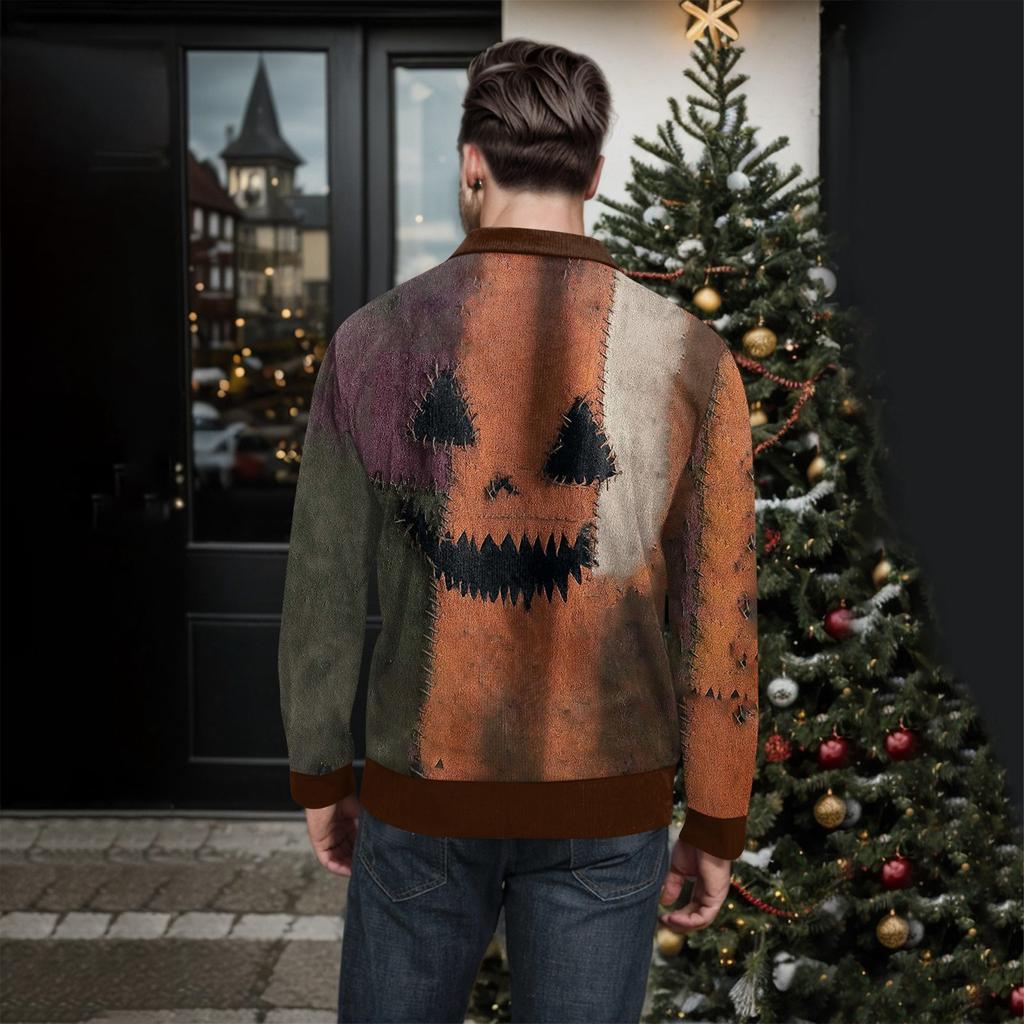 Men's Halloween Printed Corduroy Button Shirt