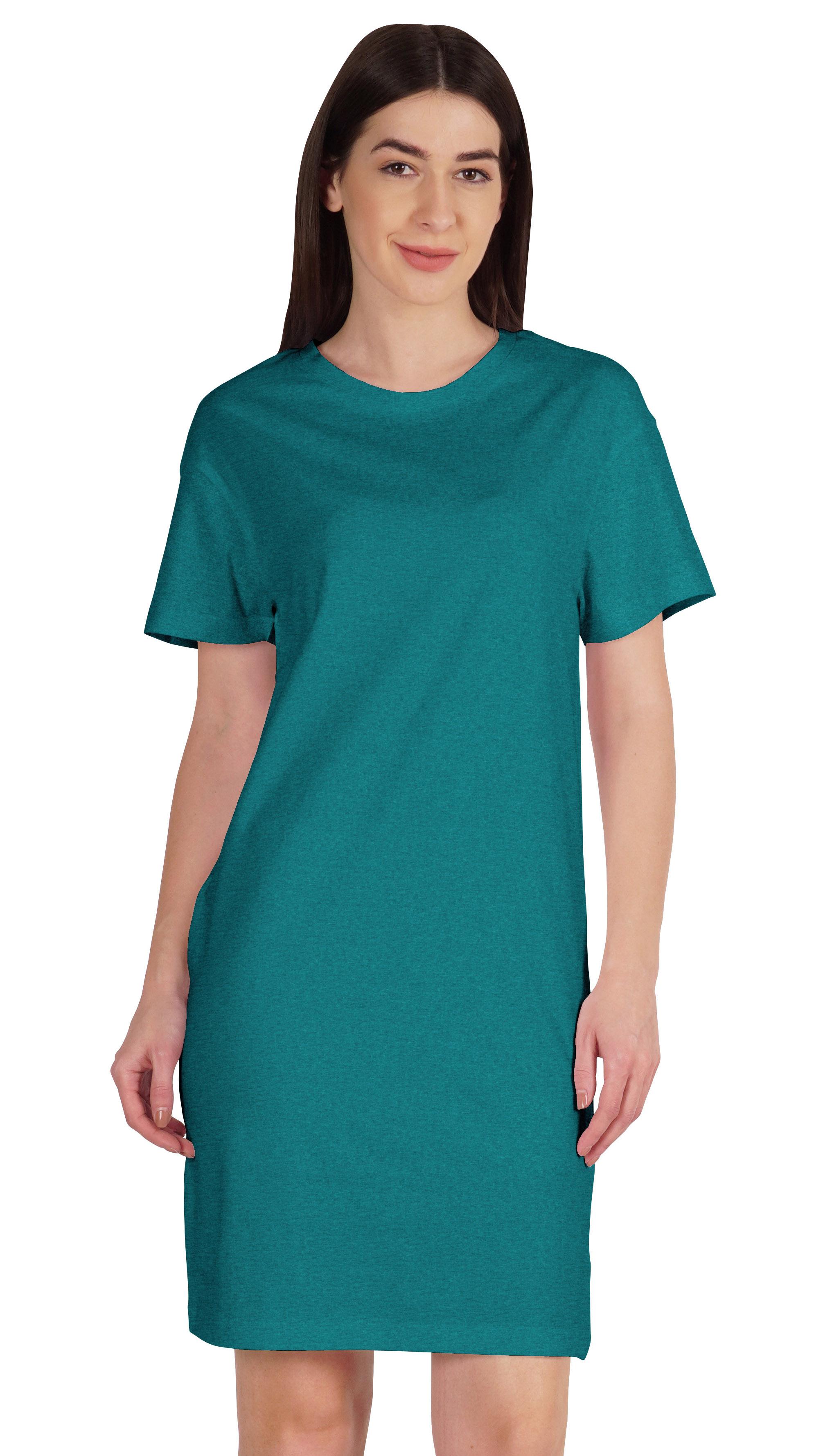 

Inkmeso Жіноча однотонна сукня-сорочка з коротким рукавом, з бавовняного джерсі, звичайного крою XXL чирок синього кольору