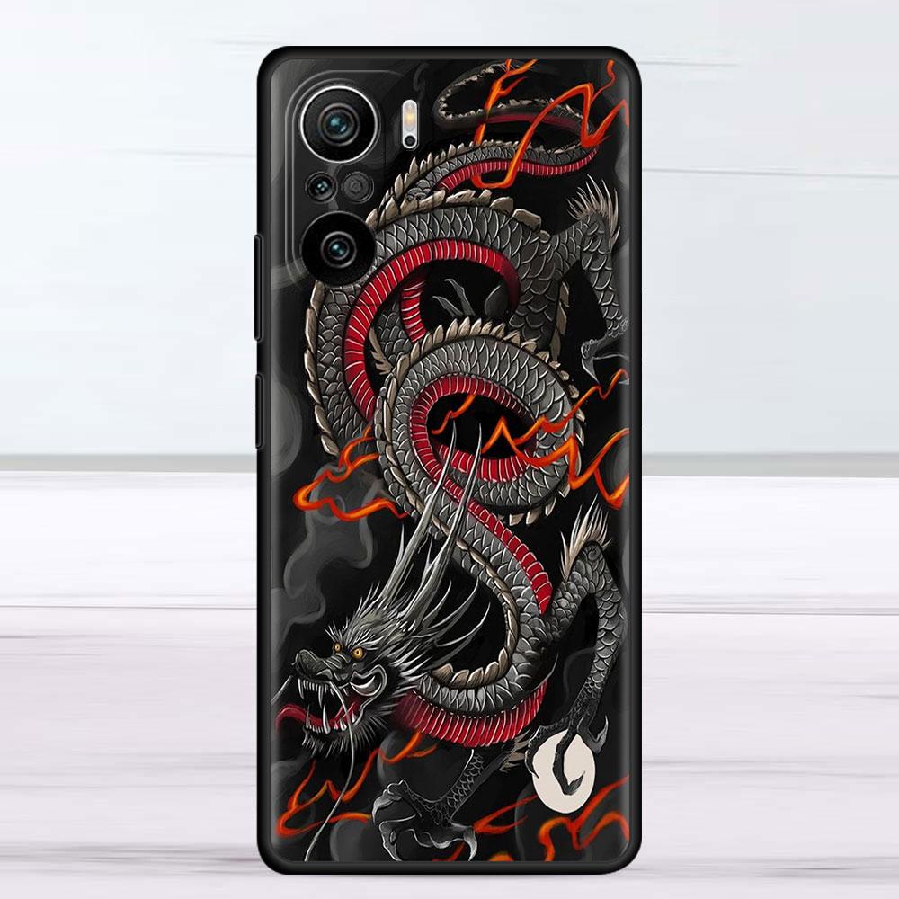 Fall für Xiaomi Redmi Hinweis 11 9S 10 9 8 7 9A 9C 9i K40 8T 10C 9T K50 Silikon Telefon Shell Mode chinesischen Vintage Drachen