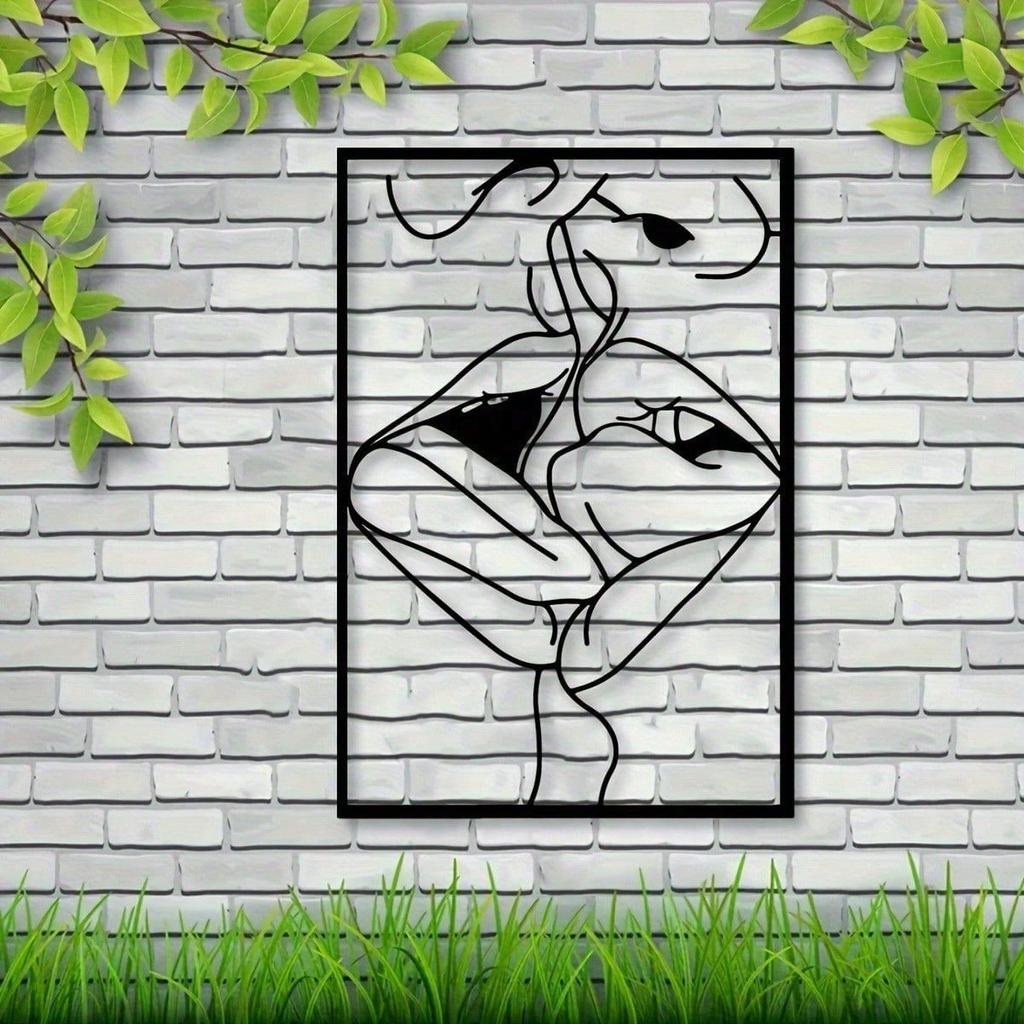 1 minimalistisches Metallwandbild „Mund zu Mund“ – moderne Wohndekoration für Schlafzimmer, Wohnzimmer oder Badezimmer.