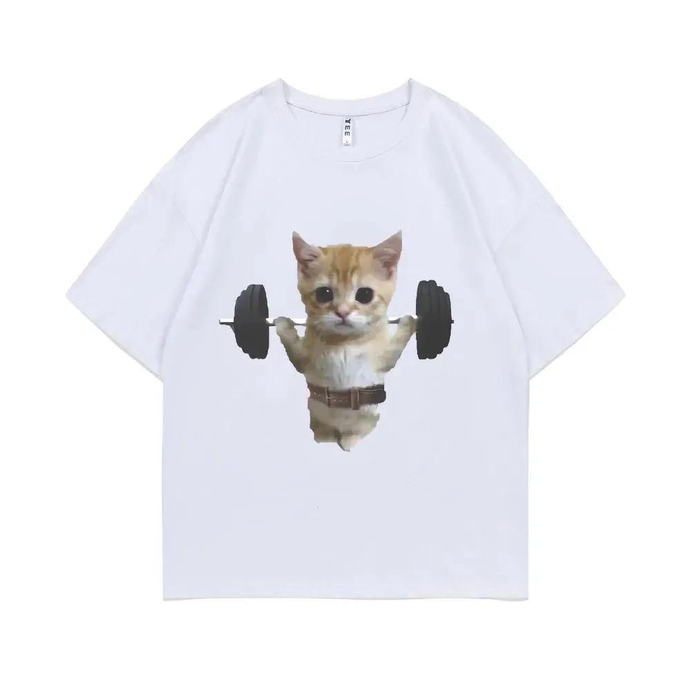 Summer Funny Gym Sam Sulek Cat Graphic Print T-shirts Men Women Cute Fitness Pump Cover Tshirt Woman Meme T Shirt