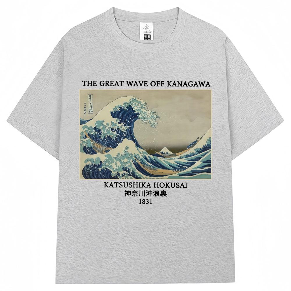 Japonský umělecký styl Velká vlna u Kanagawy Hokusai Trička Muži Ženy 90. léta Vintage Manga Trička Oversized Bavlněné Tričko Dárky