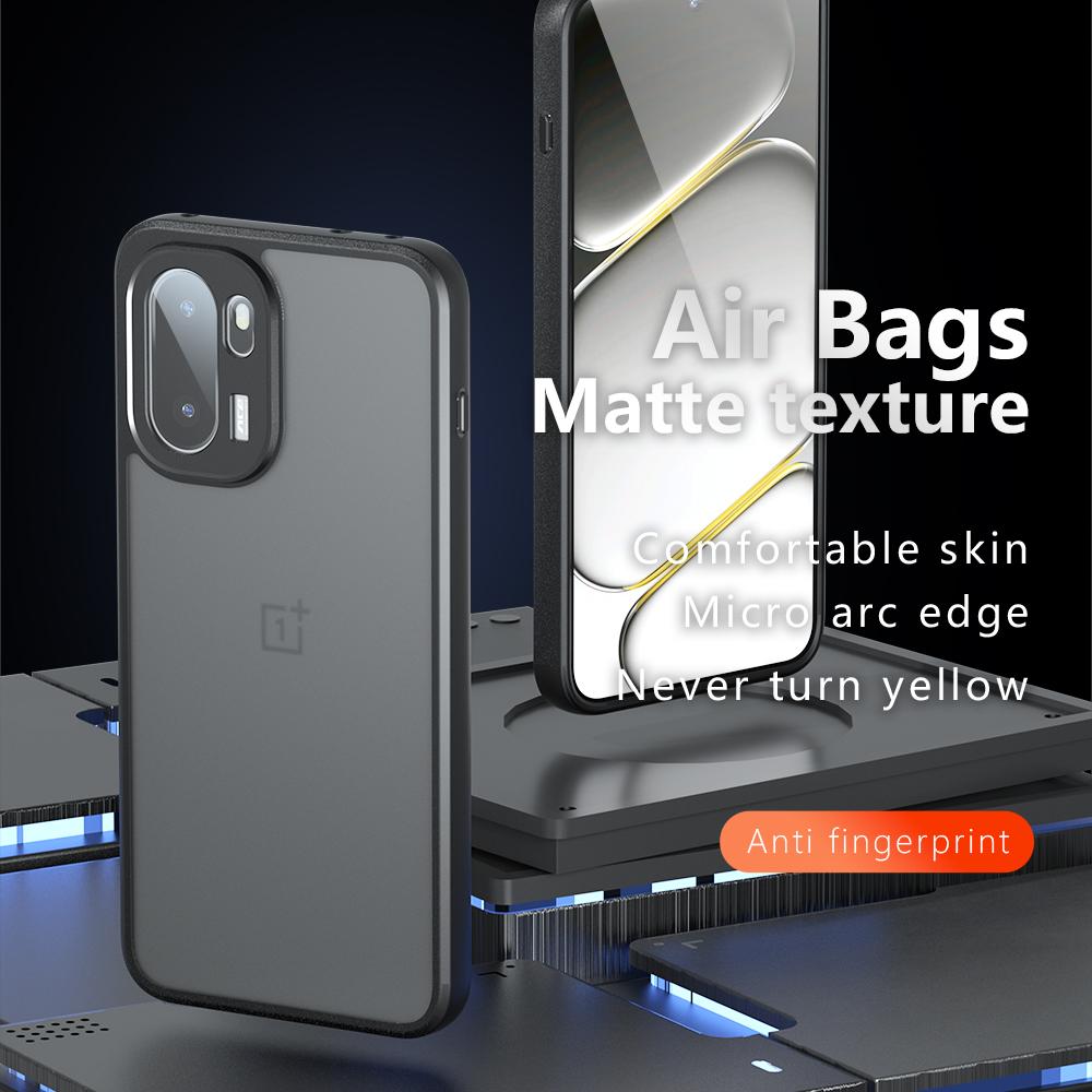 For OnePlus 15R 5G/Ace 6T 5G/Ace 6 5G Case Skin-Touch TPU + PC Matte Phone Back Cover, Transparent Black
