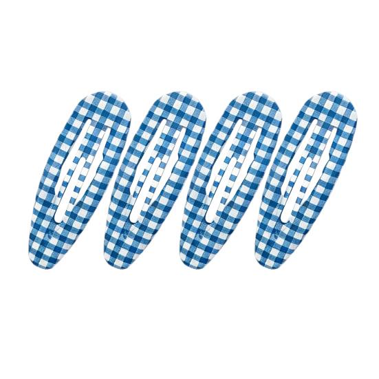 

4Pcs Girl Hairpins Plaid Print Water Drop Shape BB Clips Bangs Side Hair Firm Hair Pins Metal Edging Rust Resistant Hair Accessories E
