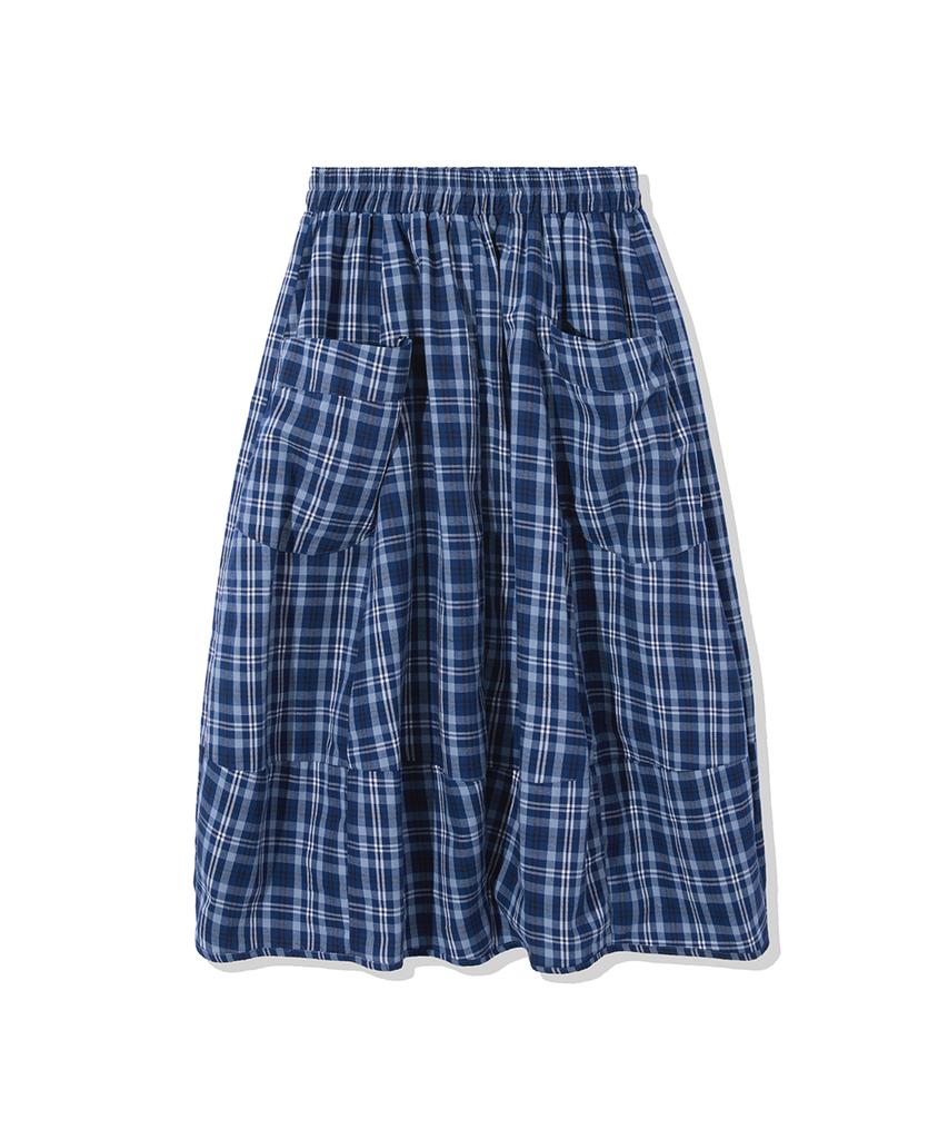 Lense Pumpkin Banding Skirt Blue Check