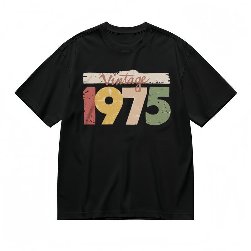 

Women s All Season Fashion Classic T-Shirt Color Block 1975 Graphic Design Tee 4XL