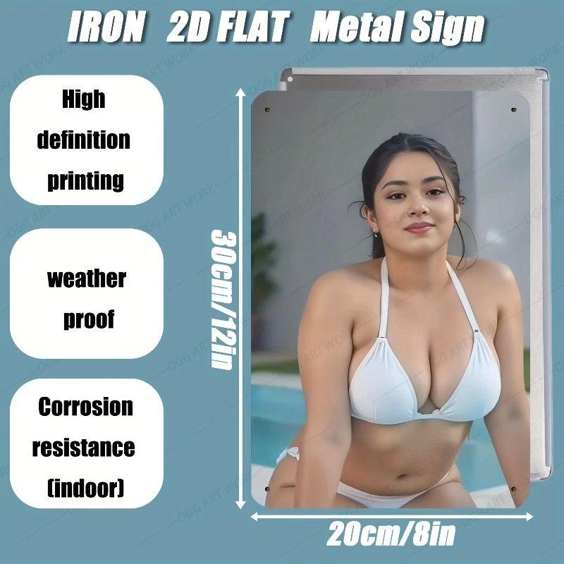 Female Portrait Metal Decorative Painting for Bars Garages