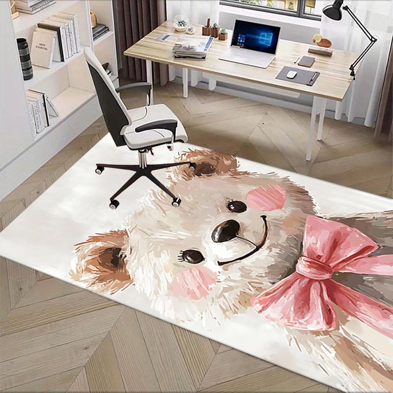 Cute Bear Theme Chair Mat: Cute Teddy Bear Office Carpet Large Size, Home Decor, Sofa Rug, Gift for Office and Living Room