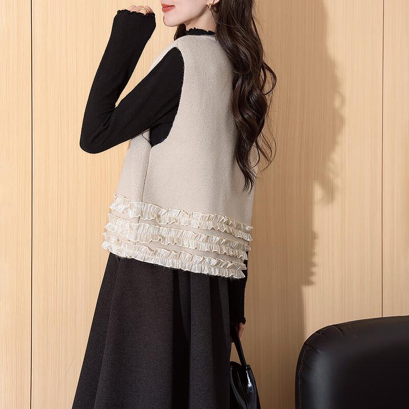 TonLion Women's Elegant Round Neck Cardigan Vest