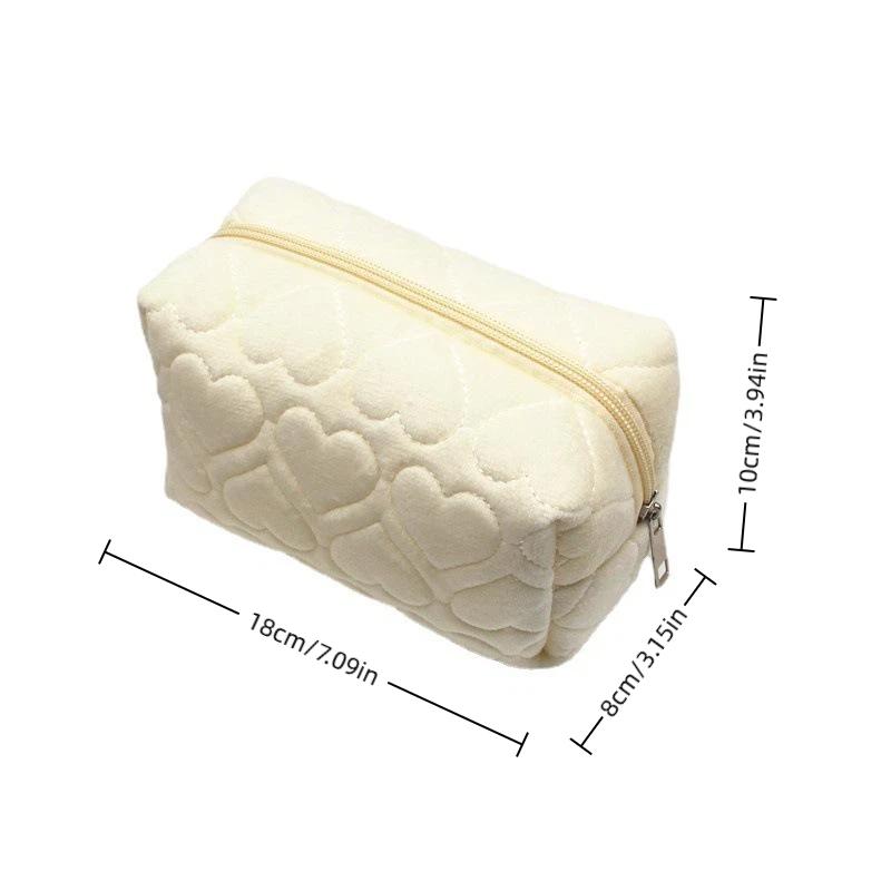 Fashion Heart Quilted Makeup Storage Bag Portable Travel Organizer Cosmetic Toiletry Pouch Cute Make Up Handbag Purse Bag