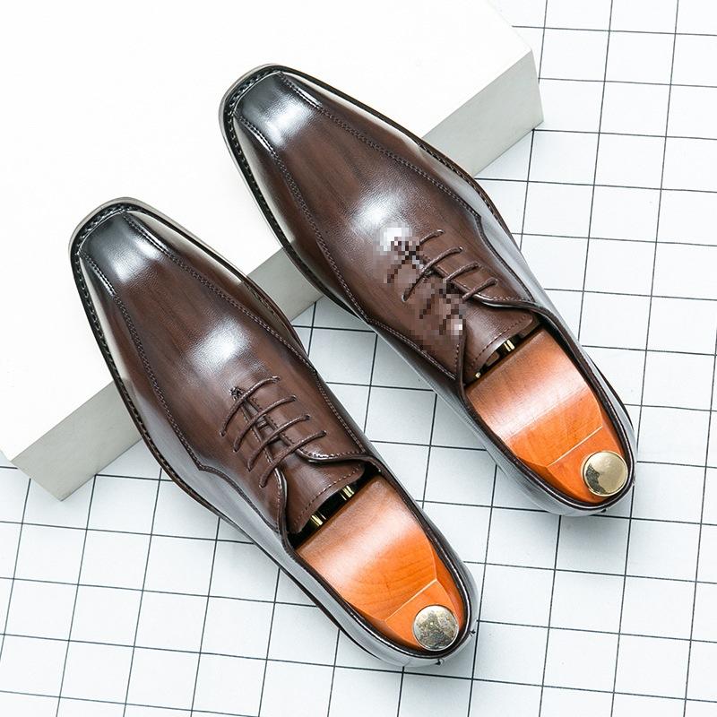 

Men s leather shoes casual men s shoes foreign trade wedding pointed shoes leather shoes British style groom business dress 46