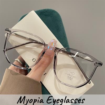 New Trend Square Frame Nearsighted Eyewear Unisex Anti-Blue Light Myopic Glasses Vintage Transparent Prescription Eyeglasses