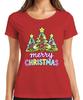 Merry Christmas Neon Christmas Trees Light Up Font Retro Gift Ladies TShirt