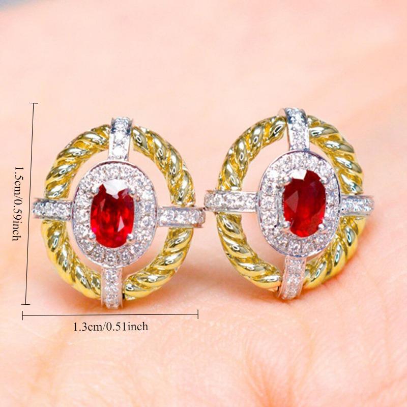 1 Pair, Fashionable, Inlaid with Synthetic Zircon, Fashionable and Versatile, Light Luxury Retro Stud Earrings