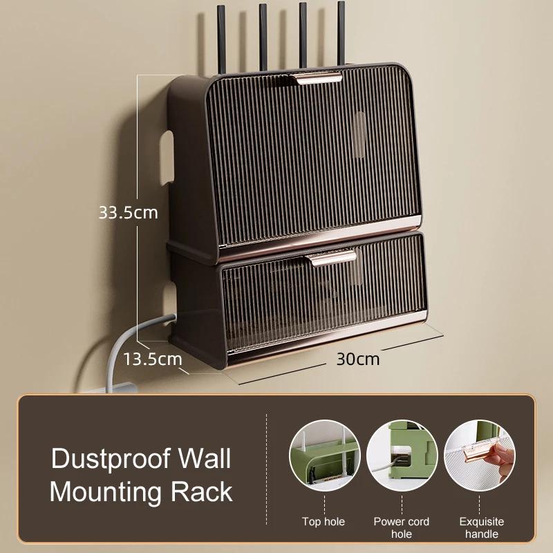 Hanging Wireless Wifi Router Shelf Storage Box Wall ABS Plastic Organizer Box Cable Power Bracket Organizer Box Home Decor Stuff