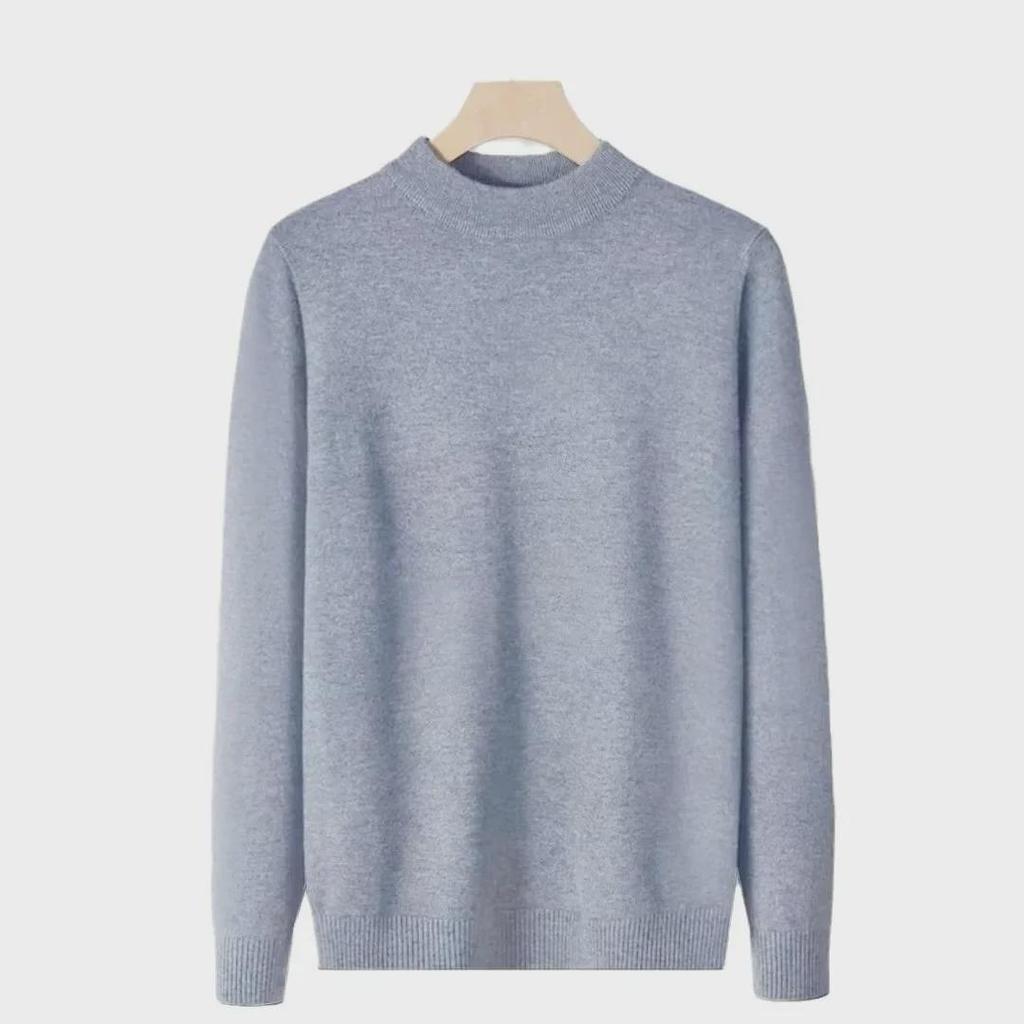"2024 Autumn/Winter Men's Youth Half Turtleneck Knitted Sweater - Casual Mid-Neck Top"