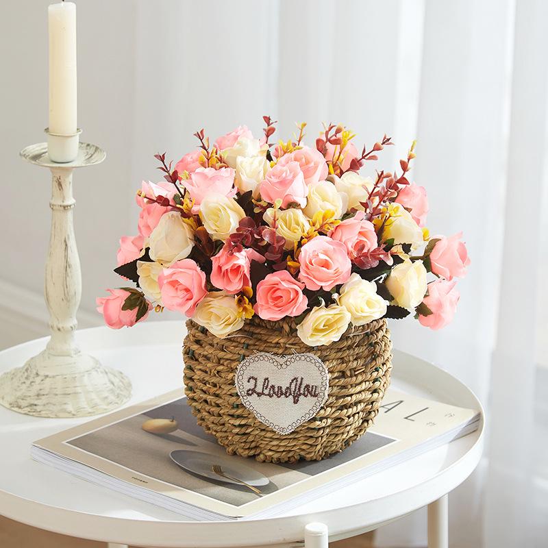 Silk Sunflower Floral Arrangement: Artificial Potted Bouquet for Living Room and Dining Table Decoration.