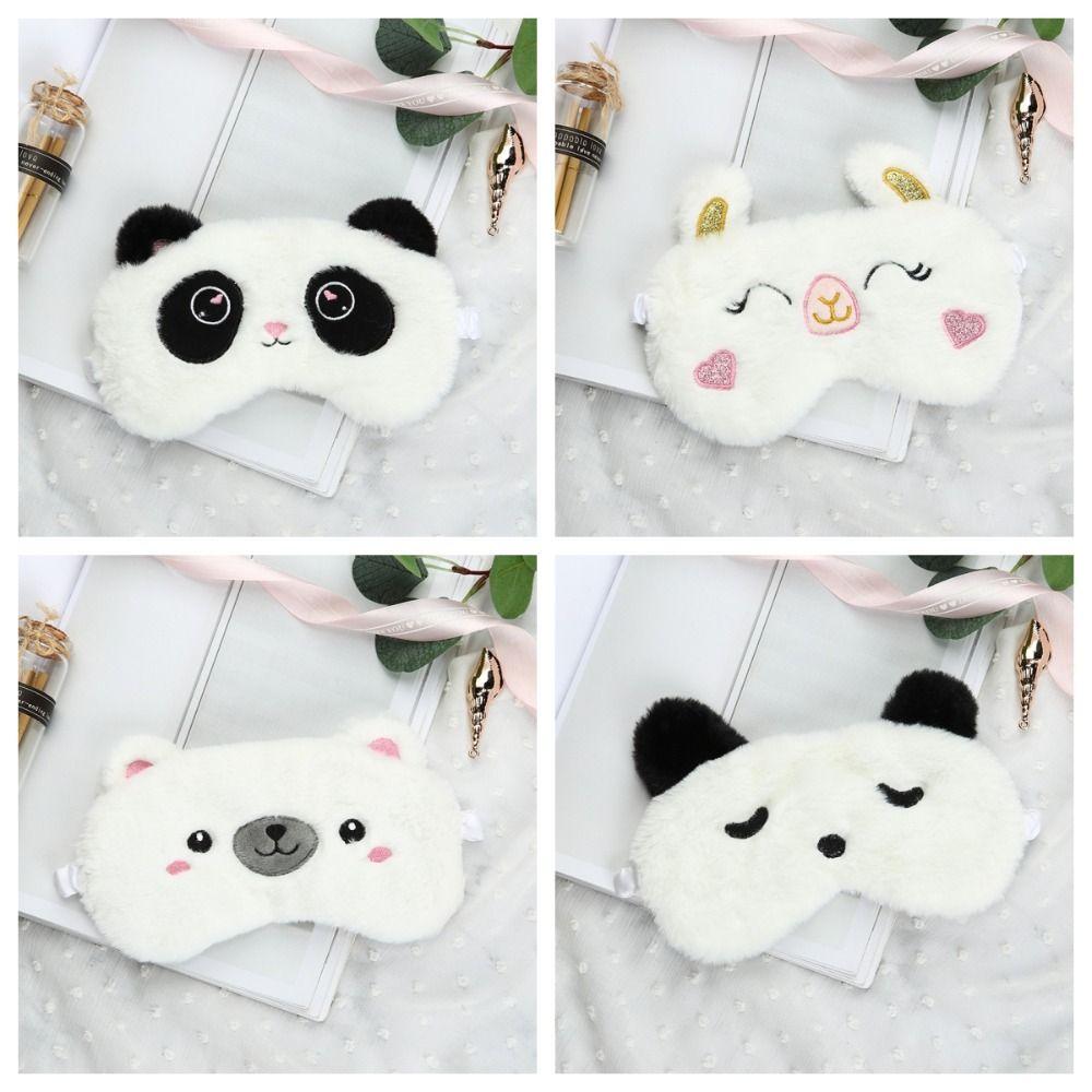 Cute Plush Sleep Eye Mask Skin-friendly Sleeping Eye Cover New Eyepatch Nap Dream Night
