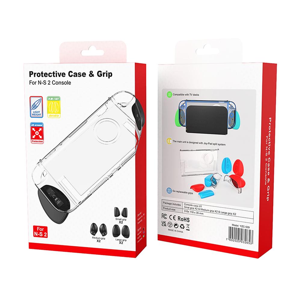 for Switch 2 Accessories Anti-Scratch PC Hard Cover Detachable Game Console Case with Large Medium Small Grips