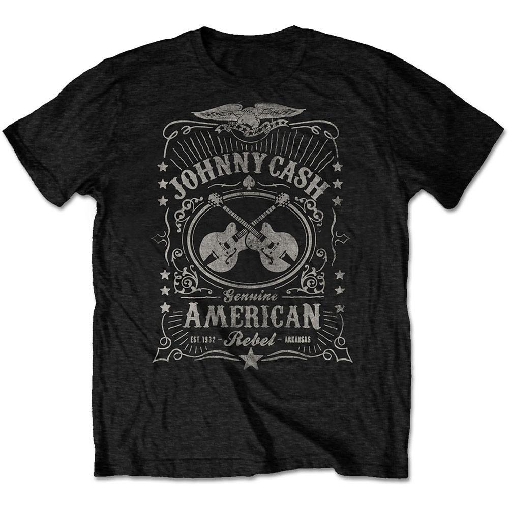 Men s Johnny Cash American Rebel Slim Fit T-shirt Small Black 4XL