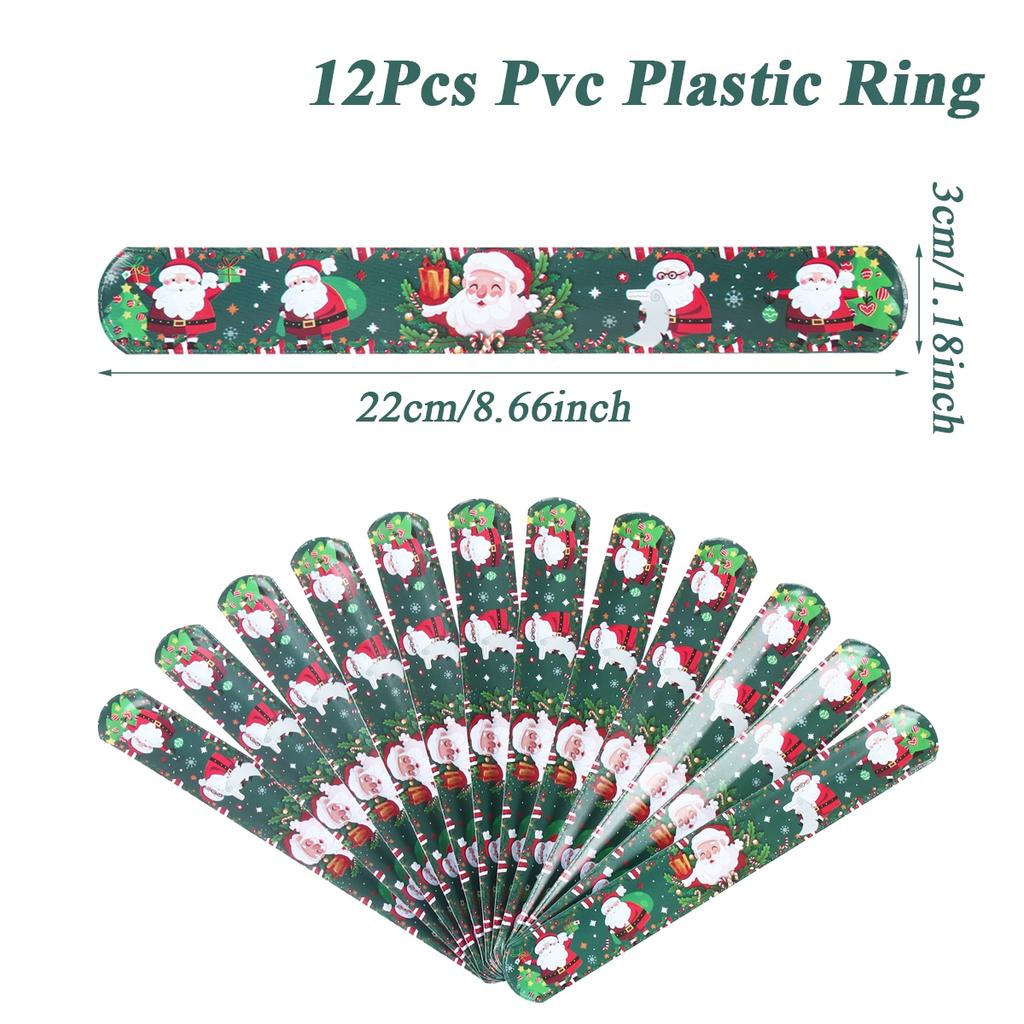 12pcs Christmas Santa Claus Papa Circle Bracelet Christmas Decor for Home 2026 Favor Gift Xmas Ornament Navidad Noel New Year
