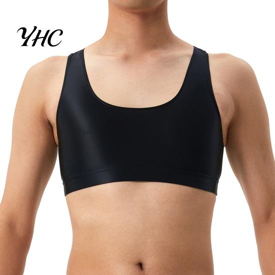 Přiléhavá pánská vesta Sexy lesklá hedvábná s kulatým výstřihem bez rukávů Racerback Pružné tílko Jednobarevná Úzká Hladký povrch Kulatý výstřih L černá