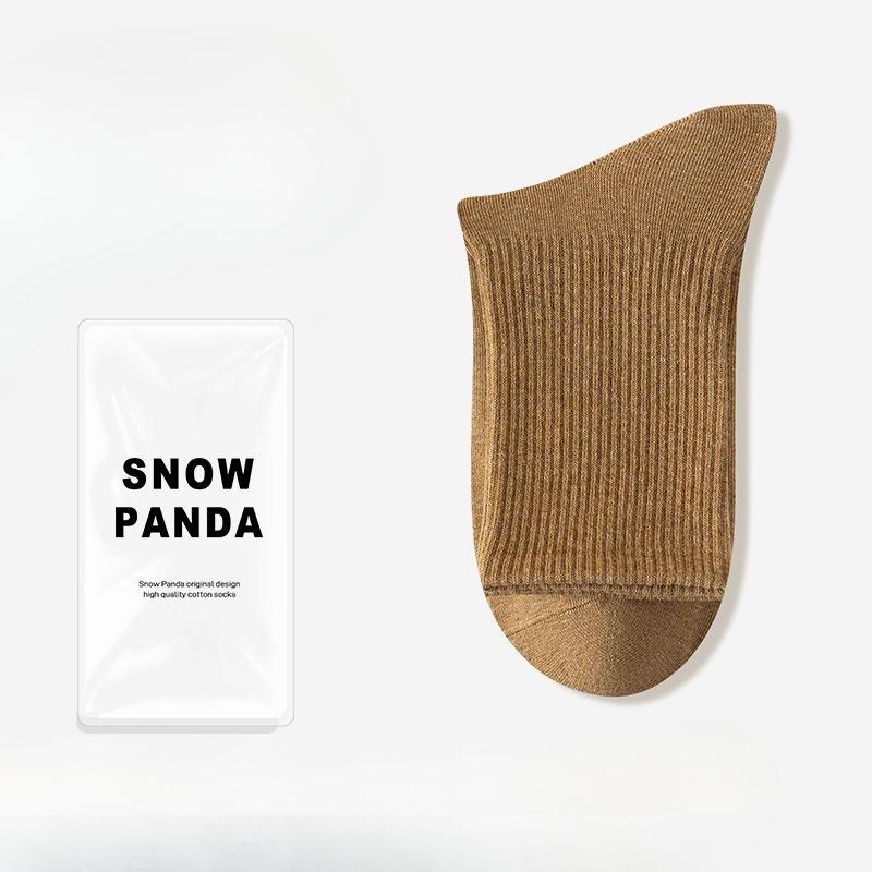 Men's Cotton Socks - Thick Socks for Autumn and Winter, Plain-colored Mid-calf Socks, Sweat-absorbing and Odor-resistant Business Socks