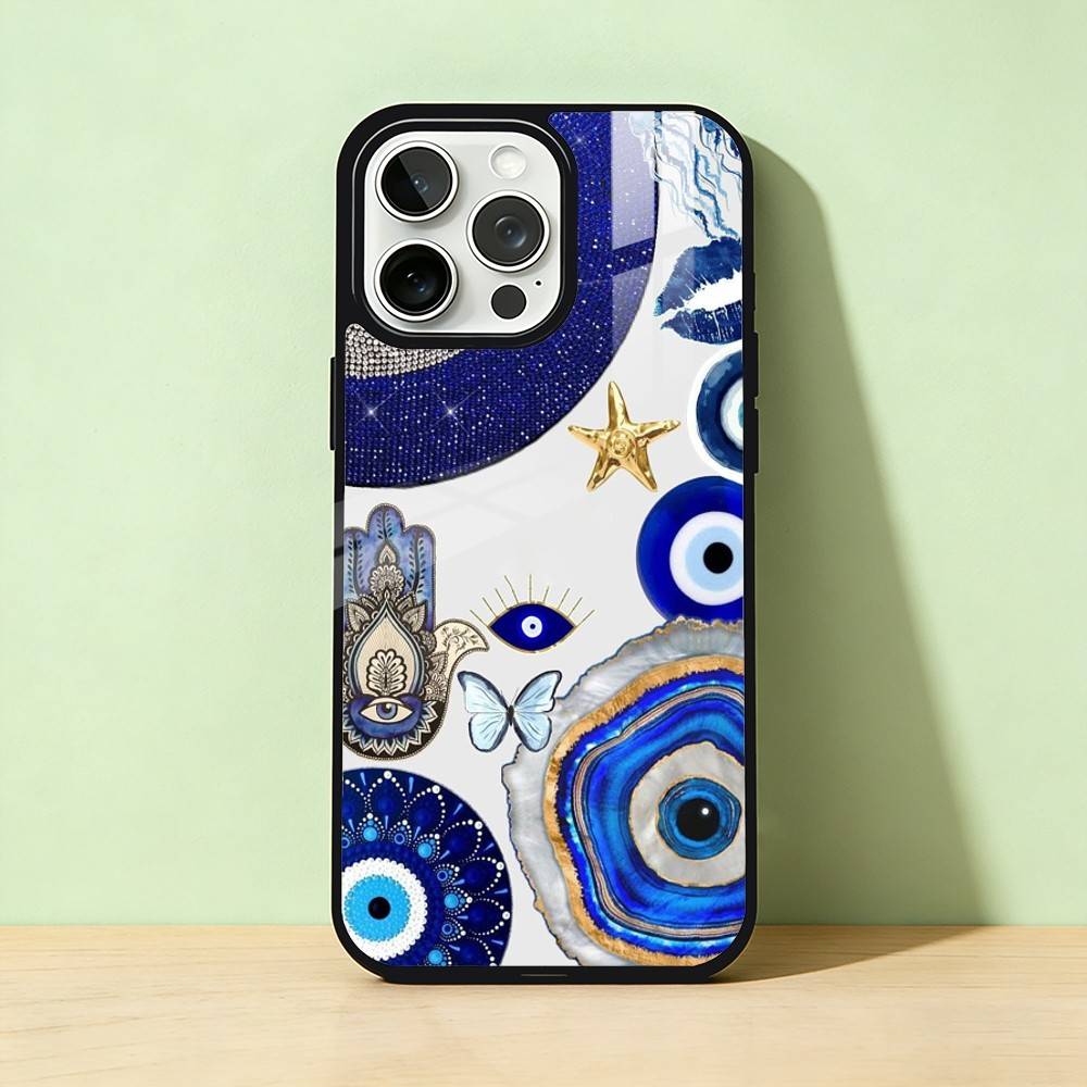 

AAA Evil Eye Butterfly Collage Phone Case Color Silver Shell For IPhone 17 16 15 14 13 12 11 Pro Max Plus iPhone15plus