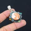 Sterling Silver Round Crown Chakra Natural Scolecite Citrine Daughter Pendant