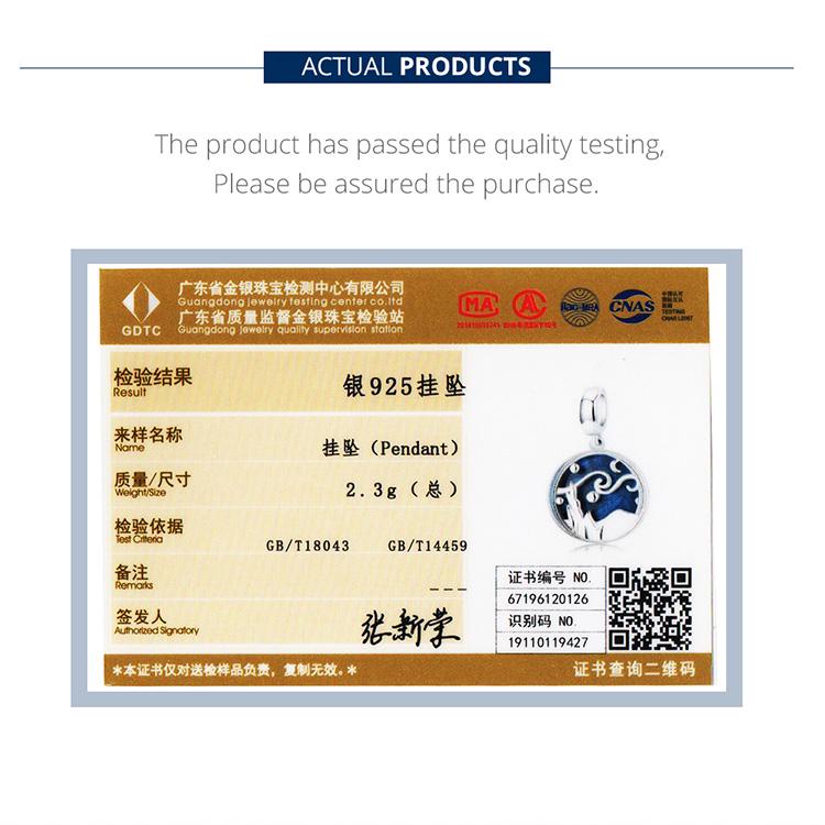 BAMOER 925 Ασημένιο Starry Sky Night Blue σμάλτο κρεμαστό κόσμημα γυναικείο αυθεντικό βραχιόλι