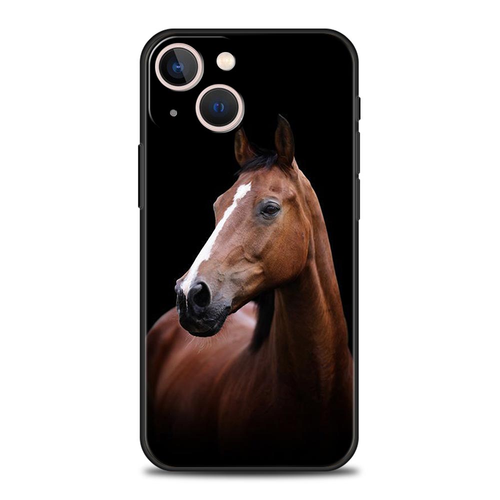 Horse Phone Case For iPhone 17 16 15 Pro Max 11 12 13 14 7 8 Plus SE 2020 X XR XS Cover Soft Black