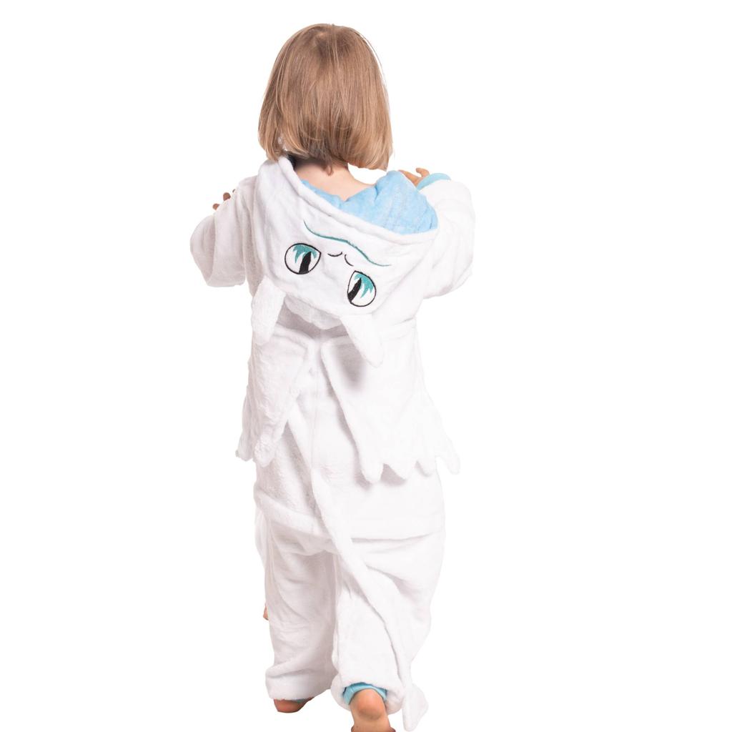 Kinderpyjama Kigurumi Onesie Kostüm Drache Ohnezahn Weiß 125-135