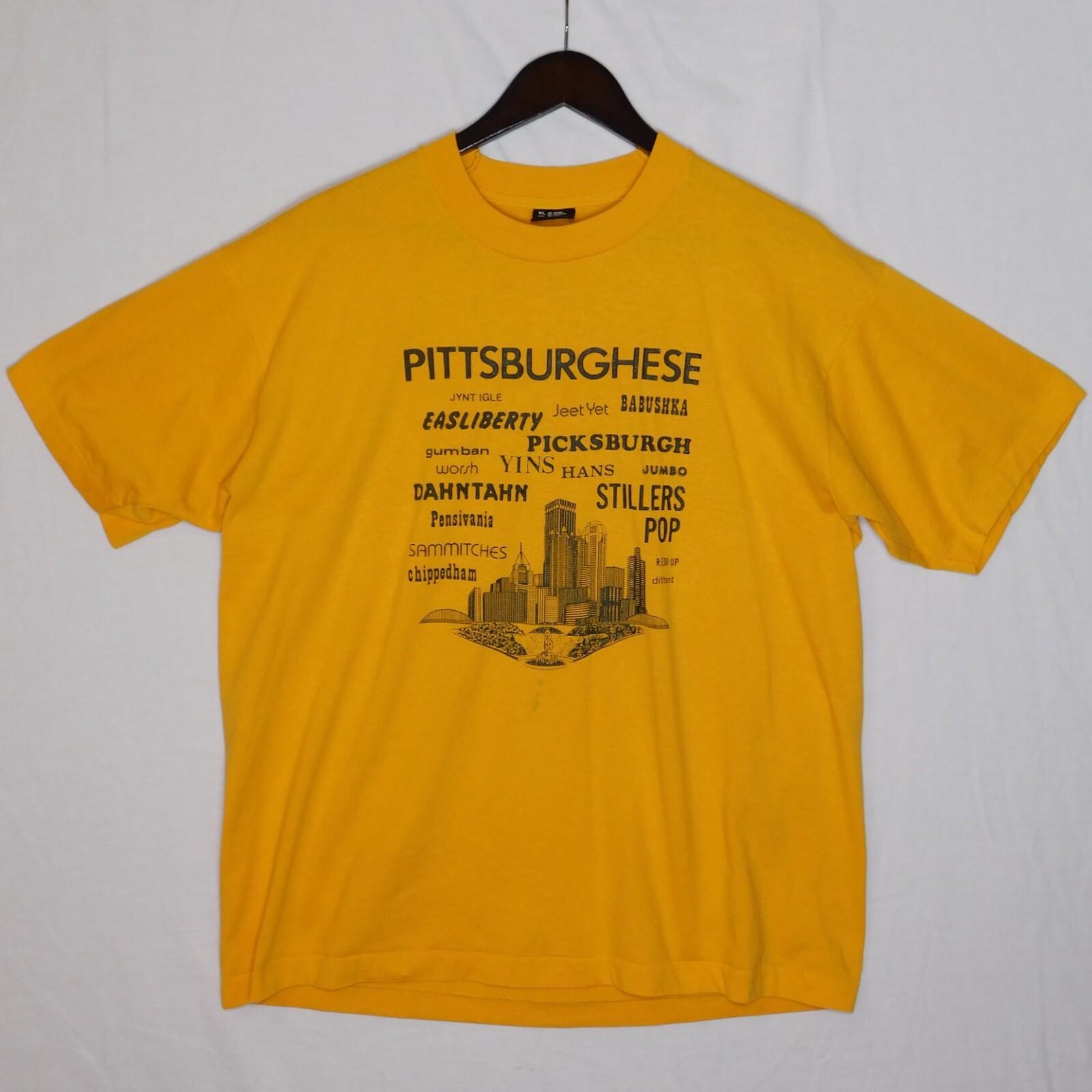 Vintage 1990s Pittsburgh PITTSBURGHESE Funny Graphic Single Stitch T Shirt XL XXXL