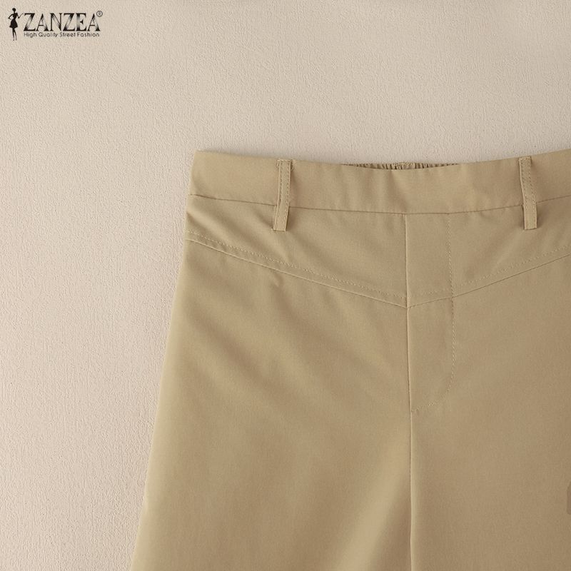 ZANZEA Women Casual Solid Color Loose Wide Leg Pants