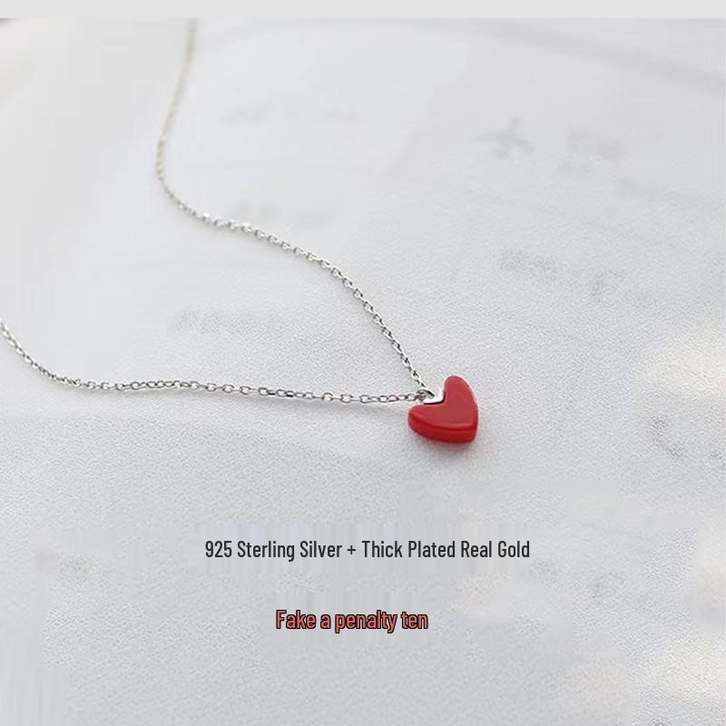 Colar de Prata de Lei 925 com Pingente de Coração Banhado a Ouro 14K - Joia de Verão Feminina de Alta Qualidade, Não Desbota