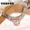 Fashion Wild Retro Beaded Sequins Rhinestones Pearl Lace Collar False Necklace DIY Clothes Shirt Sweater Decoration