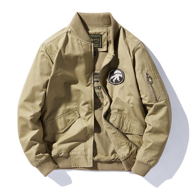 Cotton Wash Jacket Men's Spring and Autumn American Casual Tooling Loose Embroidered Baseball Jacket