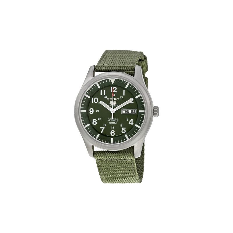 SEIKO seiko5 waterproof date display Automatic nylon strap men s watch green dial SNZG09K1 зелёный