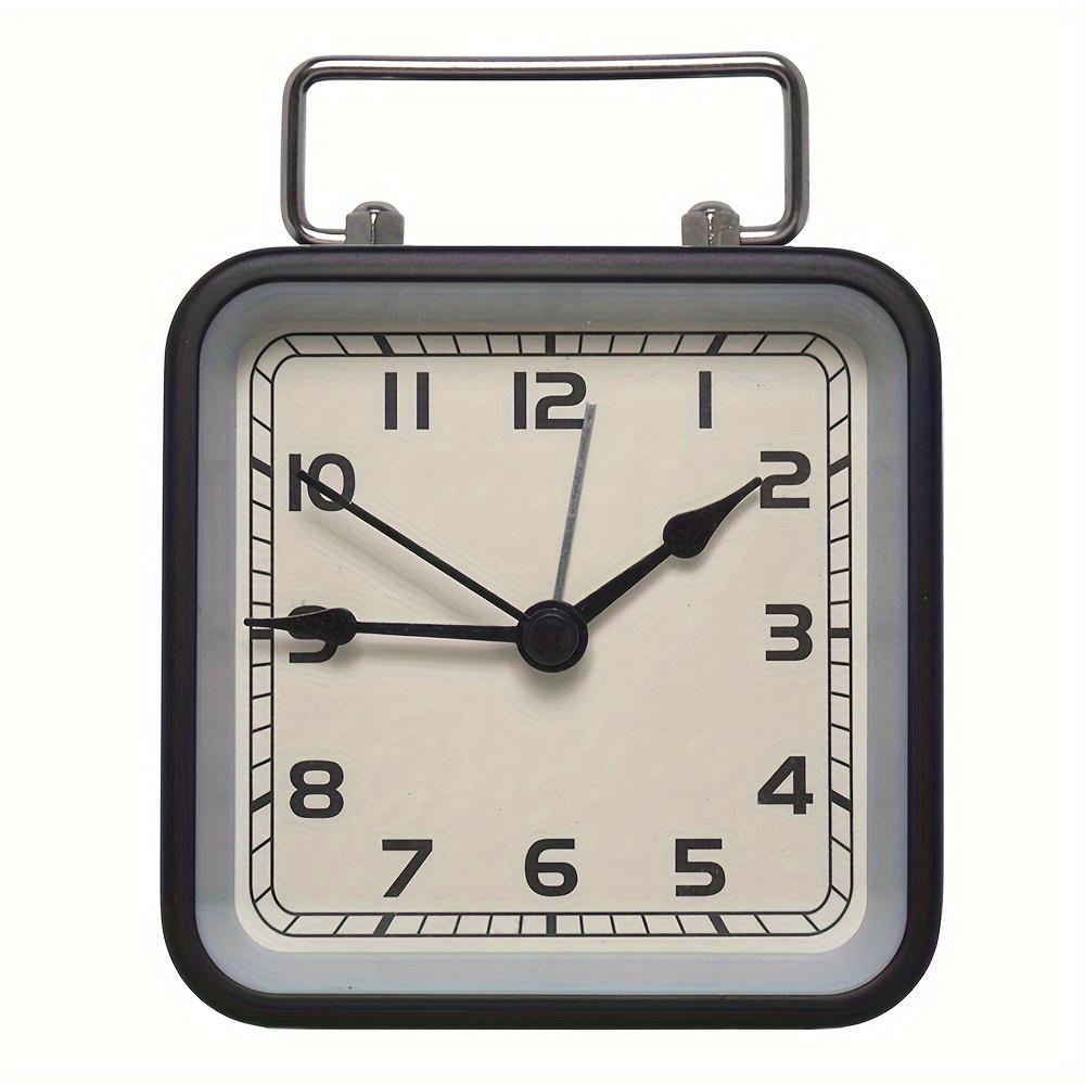 

1 шт. Металлический квадратный будильник, Домашние настольные бесшумные часы, Прикроватный будильник со снузом для студента, Люминесцентные кварцевые настольные часы с функцией повтора, Батарейки в комплект не входят чёрный