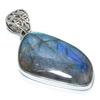 Natural Labradorite Gemstone 925 Solid Sterling Silver Gift Pendant 1.89" P1P68