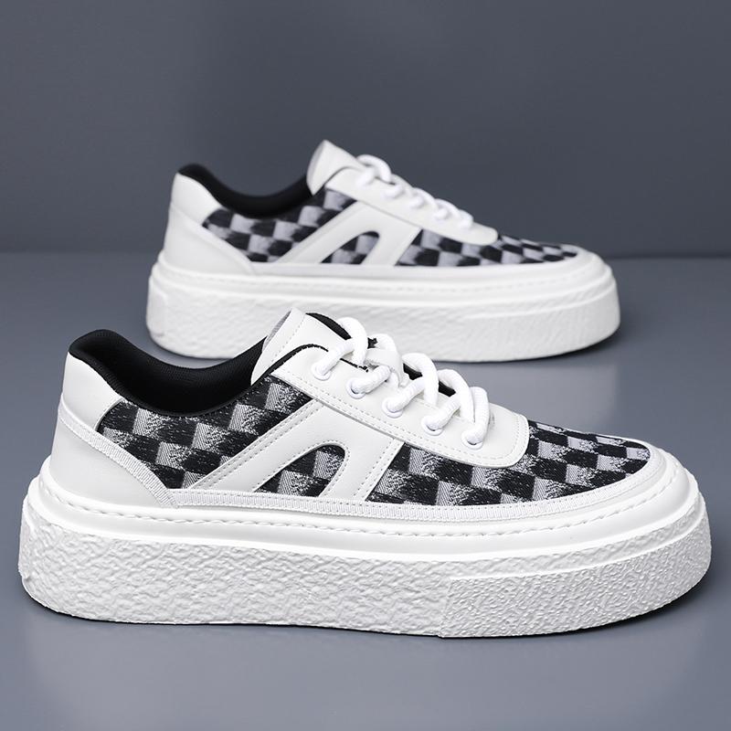 Fashion British Style Men Comfy Designer Lace-Up Shoes Brand Genuine Leather Thick Bottom Board Shoes2025New Fashion Casual Walking Shoe